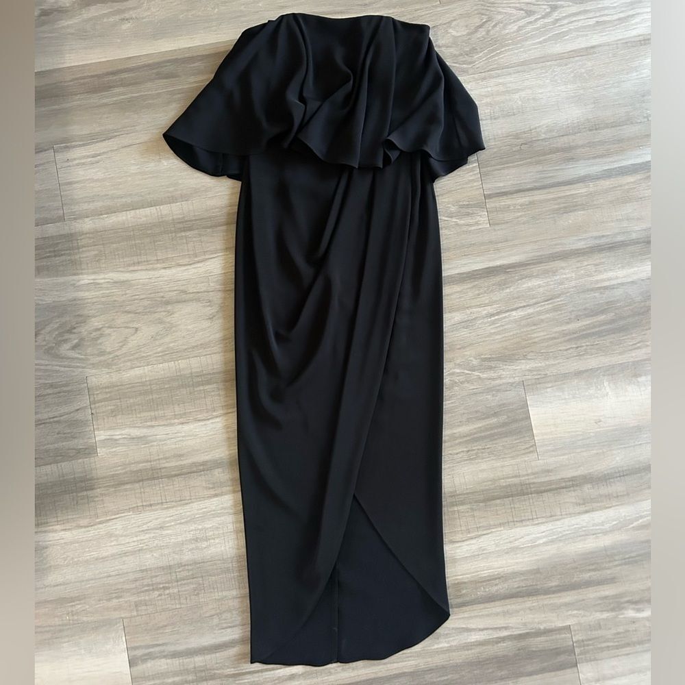 Shona Joy Strapless Frill Drape Maxi Dress
